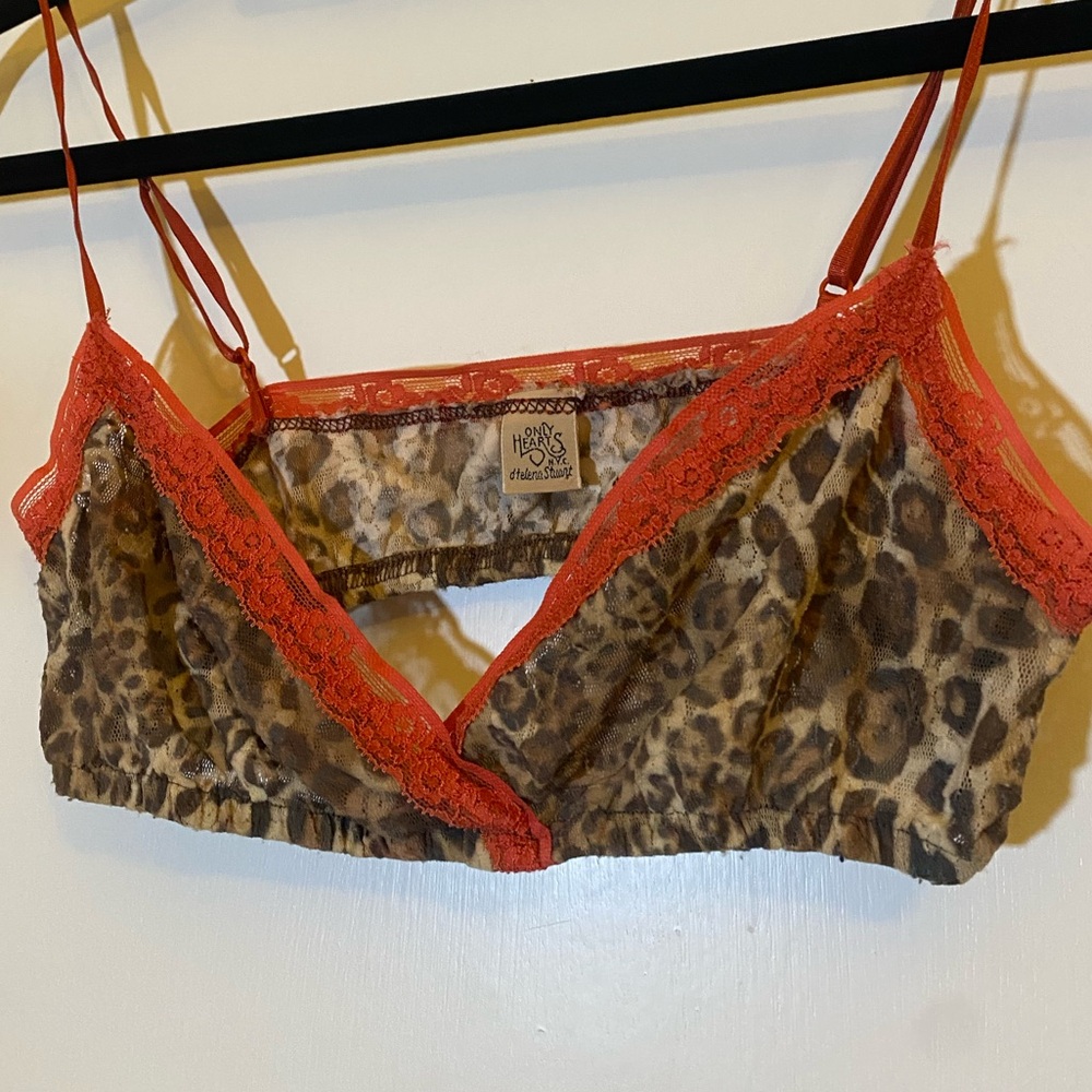 Only Hearts Leopard Bralette with Red Lace